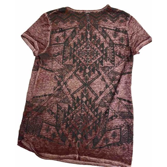 Unbranded Women's Aztec Print Cap Sleeve Blouse Embellished 18” Pit To Pit - Picture 2 of 2